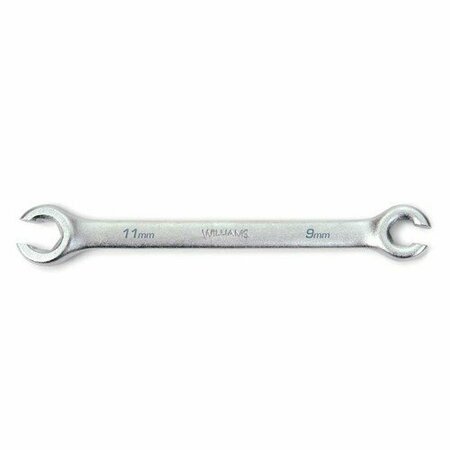 WILLIAMS Flare Nut Wrench, 9 x 11 MM Opening, 5 11/16 Inch OAL JHW10650